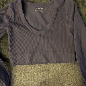 Garage Gray Ribbed Crop